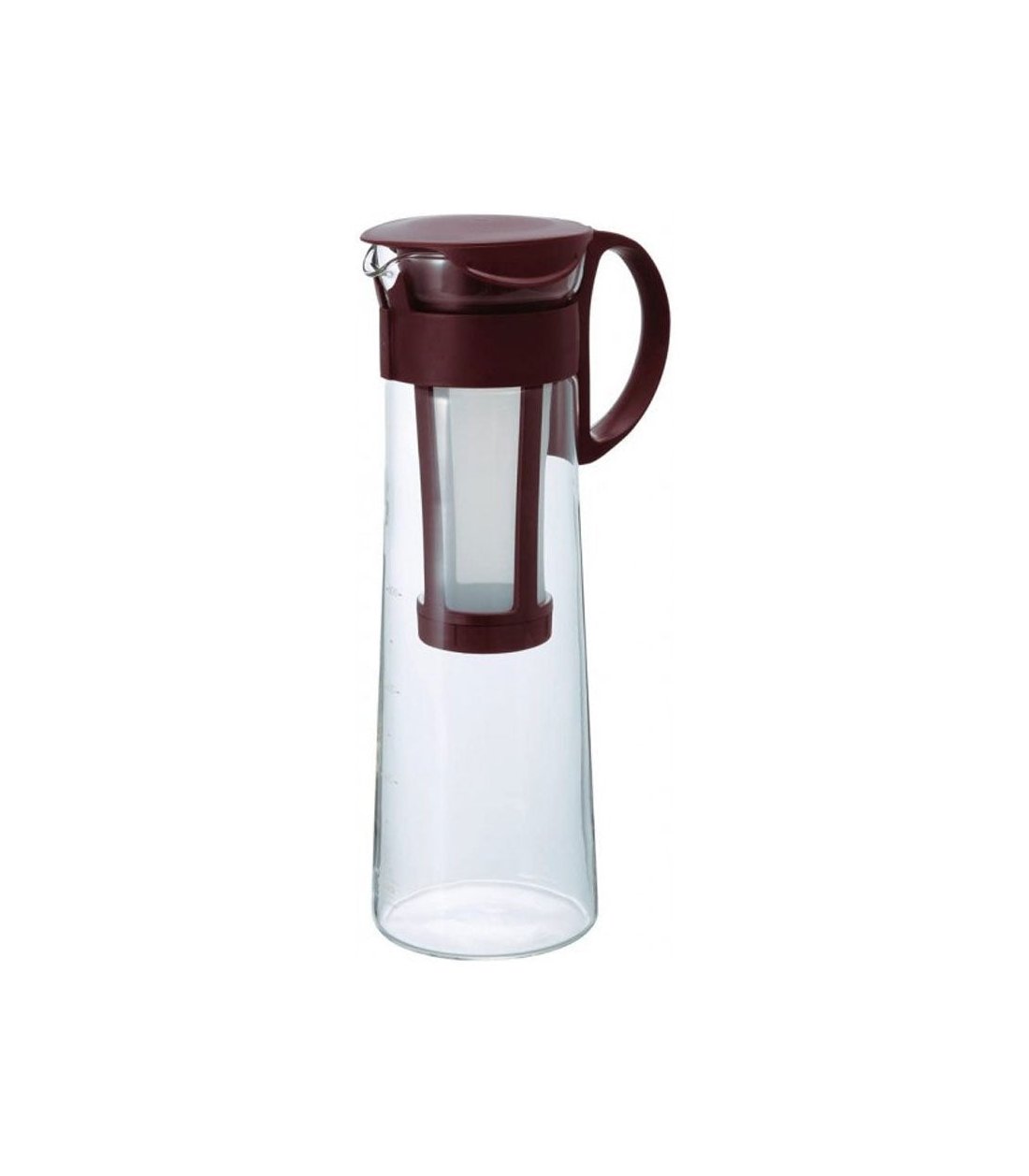 Cafetera de cristal para hacer café frío de la marca hario color marrón oscuro y para un litro de capacidad